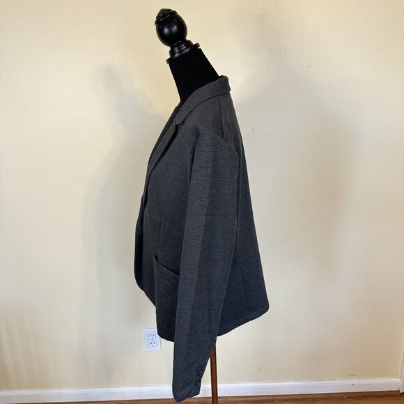 Mercer + Mettle Womens Slate Grey Blazer 2X Career Wear One Button Retro Style - Picture 7 of 8